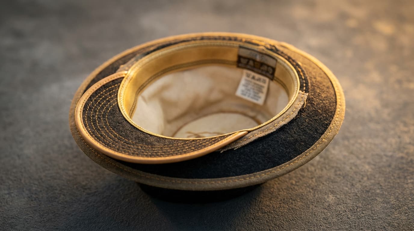 Richardson 254 hat on a wood table with morning light